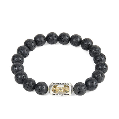 FREE Today: Calm Healing Natural Lava Rock Om Mani Padme Hum Dorje Vajra Bracelet