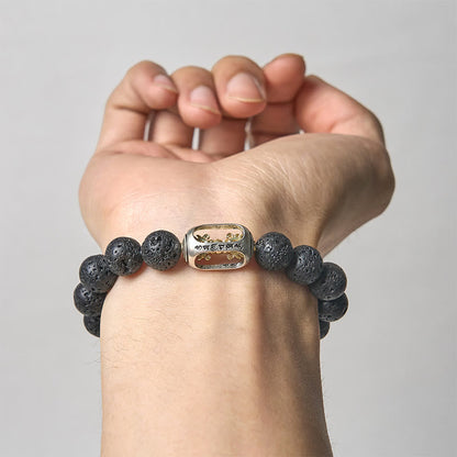 FREE Today: Calm Healing Natural Lava Rock Om Mani Padme Hum Dorje Vajra Bracelet