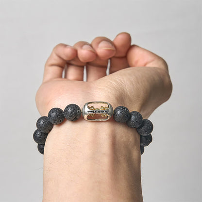 FREE Today: Calm Healing Natural Lava Rock Om Mani Padme Hum Dorje Vajra Bracelet
