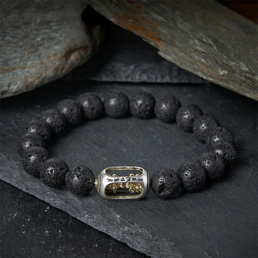FREE Today: Calm Healing Natural Lava Rock Om Mani Padme Hum Dorje Vajra Bracelet