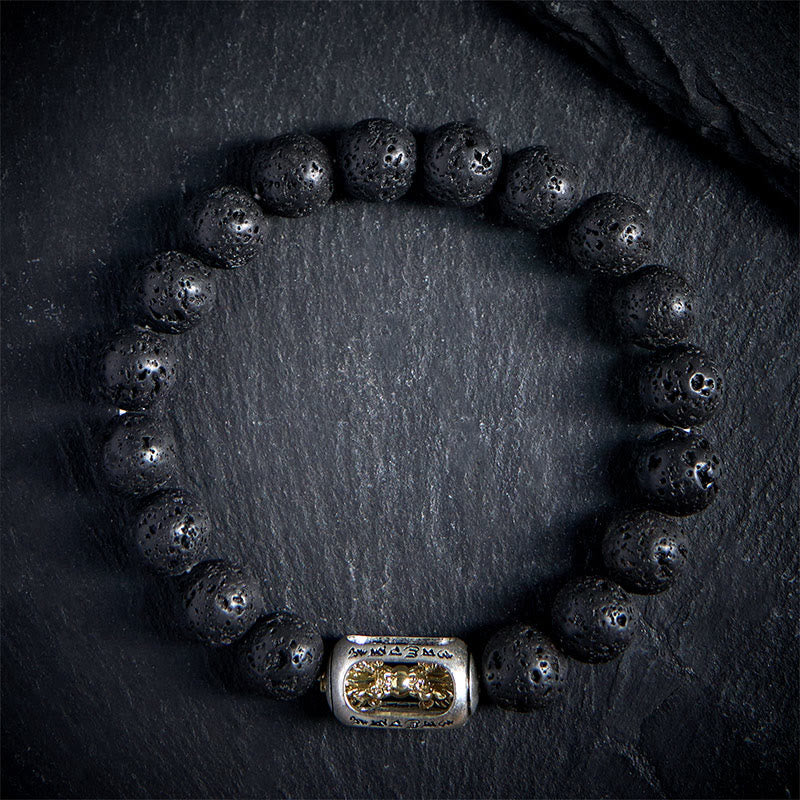FREE Today: Calm Healing Natural Lava Rock Om Mani Padme Hum Dorje Vajra Bracelet