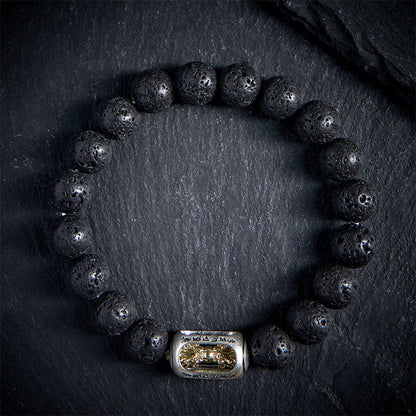 FREE Today: Calm Healing Natural Lava Rock Om Mani Padme Hum Dorje Vajra Bracelet