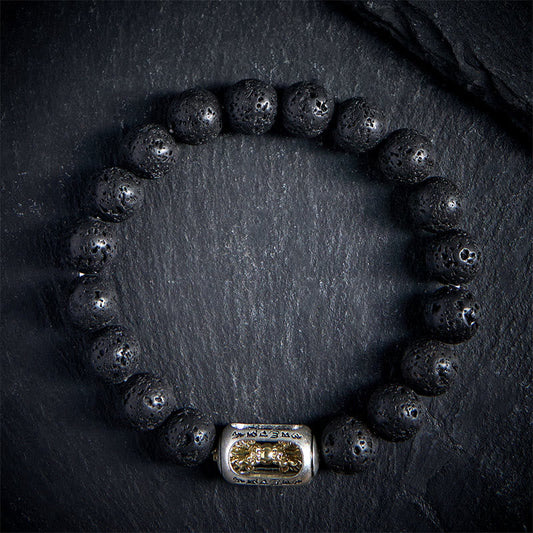 FREE Today: Calm Healing Natural Lava Rock Om Mani Padme Hum Dorje Vajra Bracelet