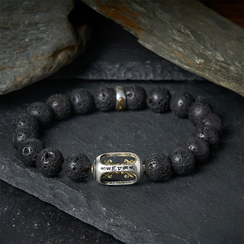 FREE Today: Calm Healing Natural Lava Rock Om Mani Padme Hum Dorje Vajra Bracelet