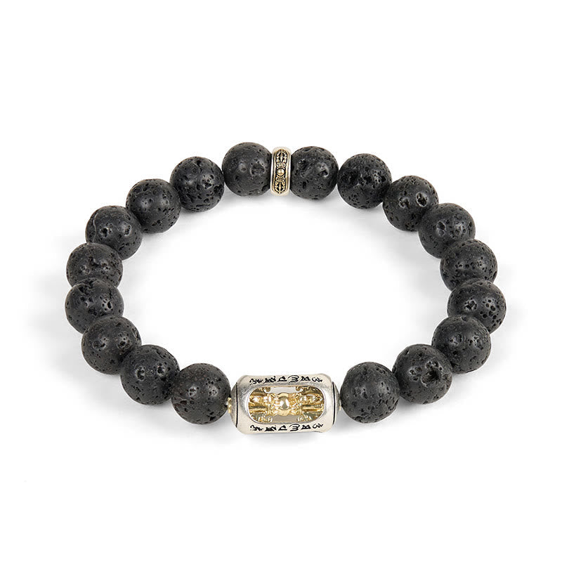 FREE Today: Calm Healing Natural Lava Rock Om Mani Padme Hum Dorje Vajra Bracelet