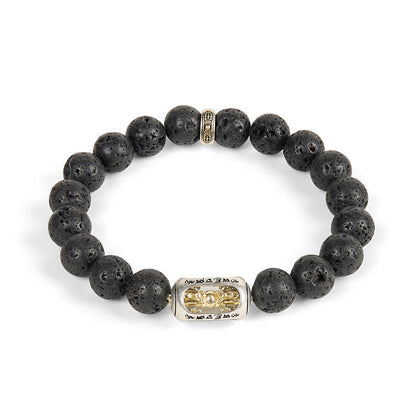 FREE Today: Calm Healing Natural Lava Rock Om Mani Padme Hum Dorje Vajra Bracelet