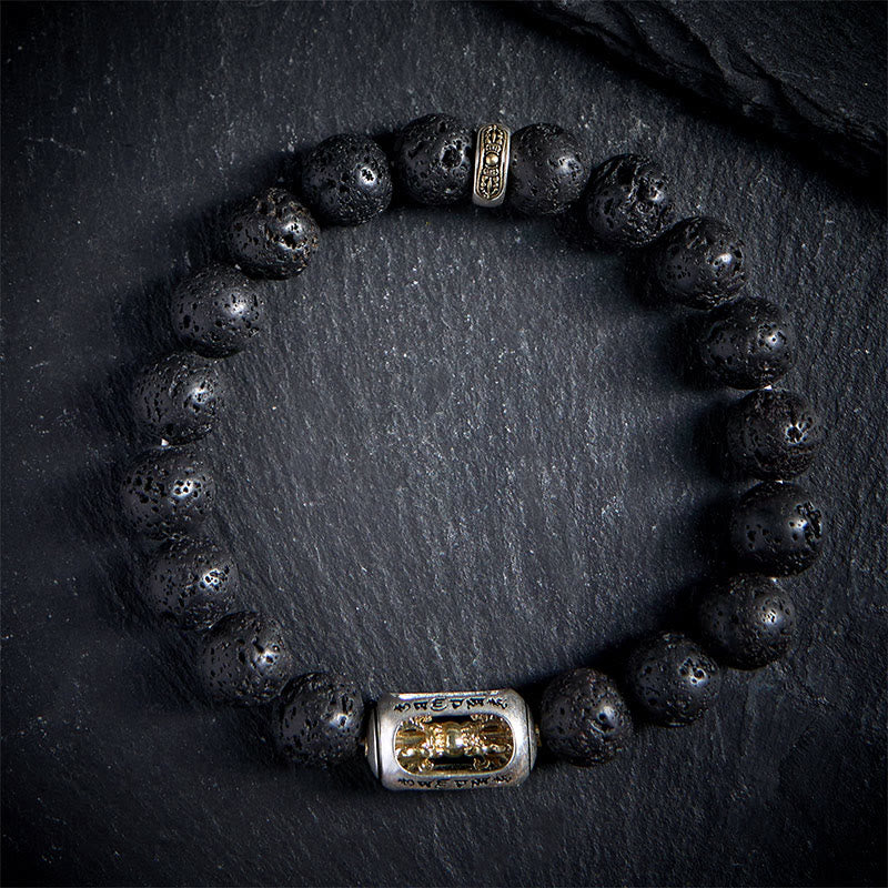 FREE Today: Calm Healing Natural Lava Rock Om Mani Padme Hum Dorje Vajra Bracelet