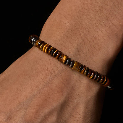 FREE Today: Strength and Luck Small Black Obsidian Green Aventurine Grey Jasper Tiger Eye Bracelet