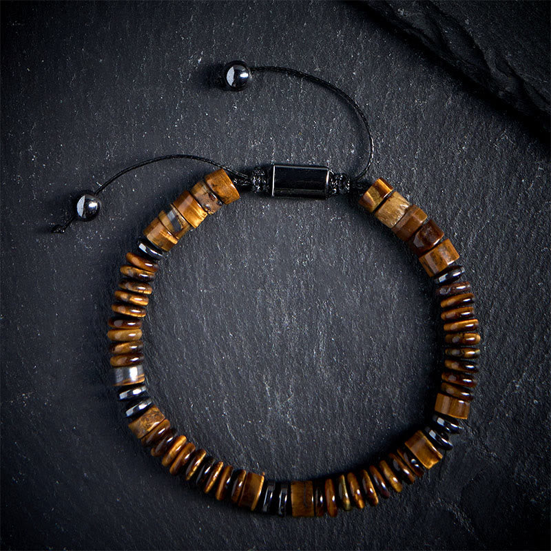 FREE Today: Strength and Luck Small Black Obsidian Green Aventurine Grey Jasper Tiger Eye Bracelet
