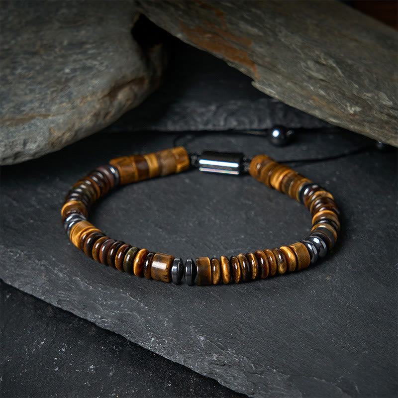FREE Today: Strength and Luck Small Black Obsidian Green Aventurine Grey Jasper Tiger Eye Bracelet