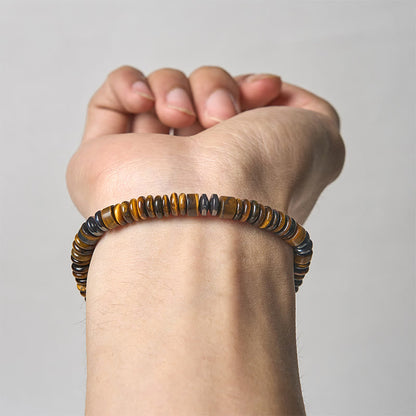 FREE Today: Strength and Luck Small Black Obsidian Green Aventurine Grey Jasper Tiger Eye Bracelet