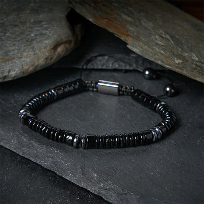 FREE Today: Strength and Luck Small Black Obsidian Green Aventurine Grey Jasper Tiger Eye Bracelet