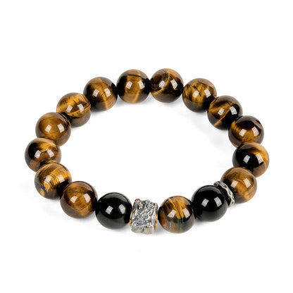 Buddha Stones Tiger Eye Silver Sheen Obsidian Meditation Buddha Head Protection Bracelet