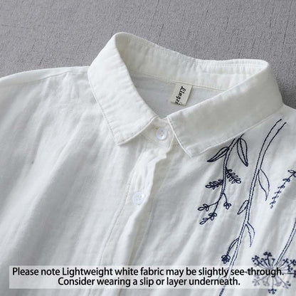 Buddha Stones Fall Dandelion Flower Buttons Long Sleeve Women's Cotton Shirt