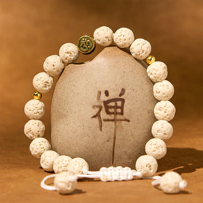 Buddha Stones White Lava Rock Om Symbol Healing Calm Bracelet