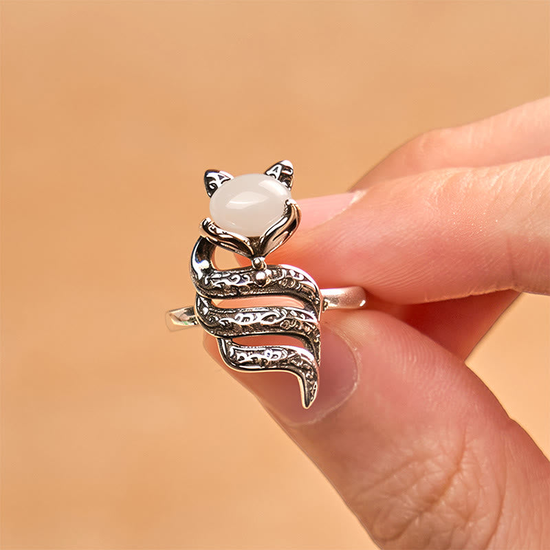 Buddha Stones Copper Fox Head Open Healing Ring