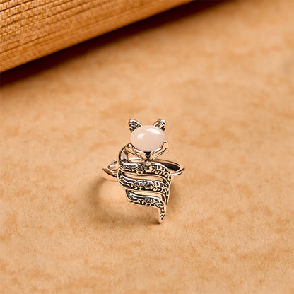 Buddha Stones Copper Fox Head Open Healing Ring