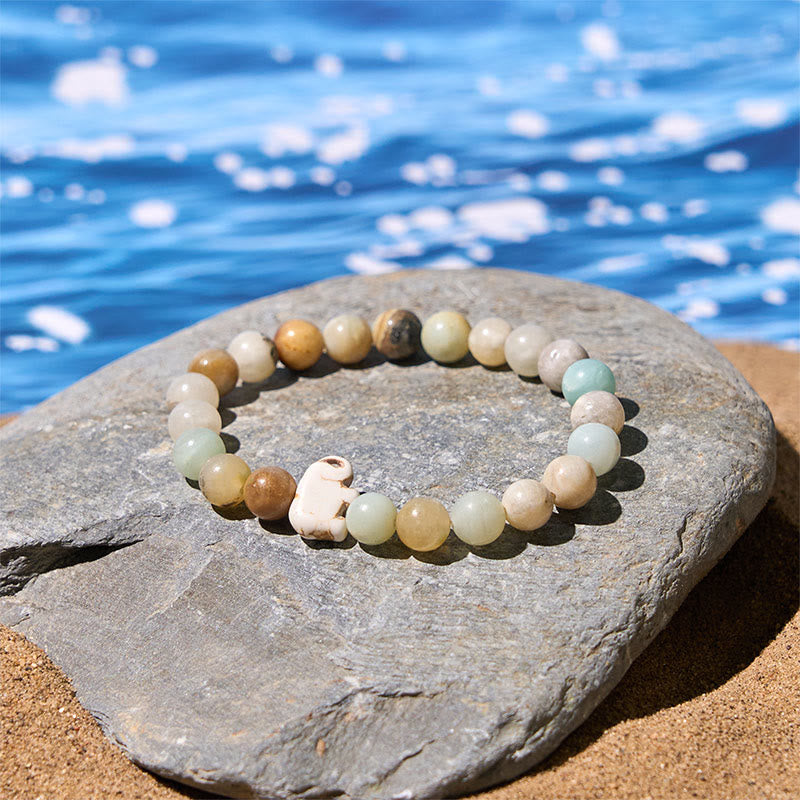 Buddha Stones Natural Various Stones Elephant Spiritual Strength Bracelet