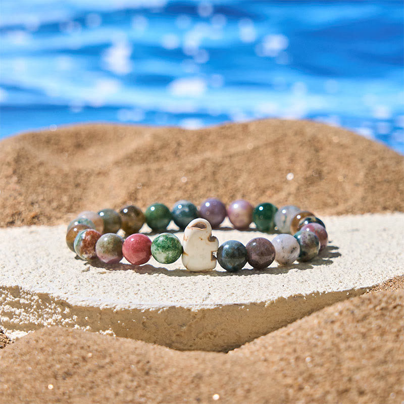 Buddha Stones Natural Various Stones Elephant Spiritual Strength Bracelet
