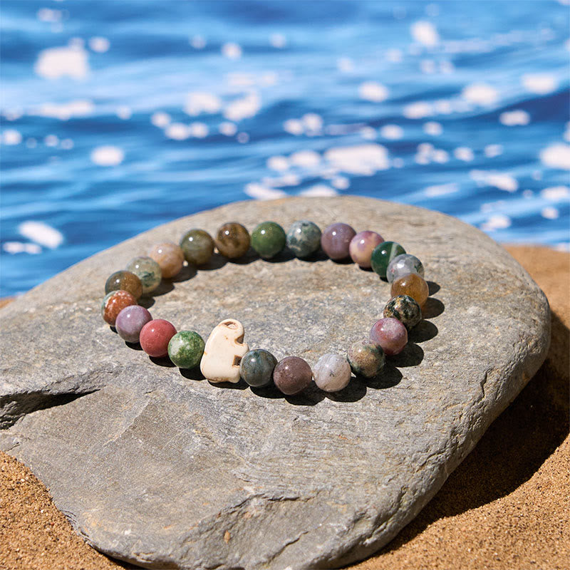 Buddha Stones Natural Various Stones Elephant Spiritual Strength Bracelet