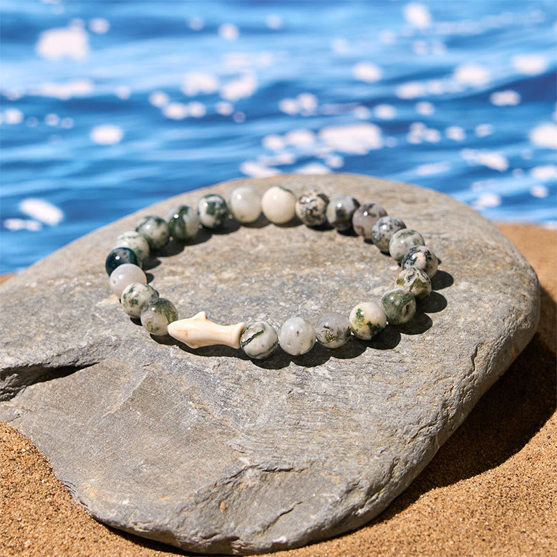 FREE Today: Positivity and Wisdom Natural Agate Stone Shark Bracelet