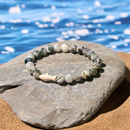 FREE Today: Positivity and Wisdom Natural Agate Stone Shark Bracelet