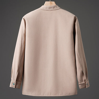 Buddha Stones Winter Embroidered Butterfly Ribbon Fleece-Lined Men's Cotton Long Sleeve Jacket