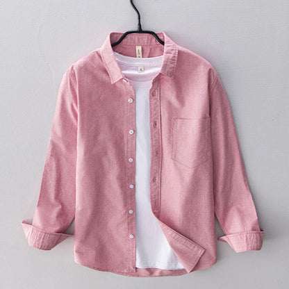 Buddha Stones Solid Color Long Sleeve Buttons Down Design Men Cotton Shirt Clothing