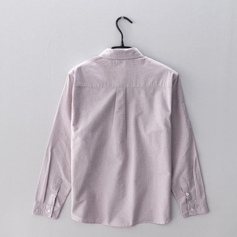 Buddha Stones Solid Color Long Sleeve Buttons Down Design Men Cotton Shirt Clothing