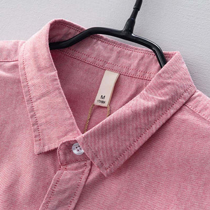 Buddha Stones Solid Color Long Sleeve Buttons Down Design Men Cotton Shirt Clothing