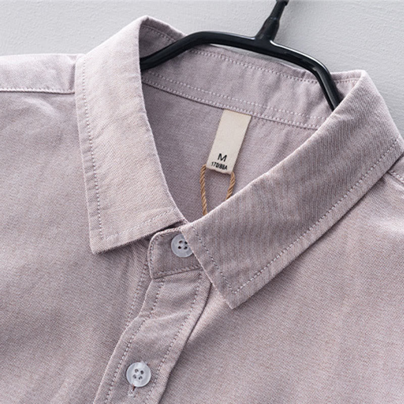 Buddha Stones Solid Color Long Sleeve Buttons Down Design Men Cotton Shirt Clothing