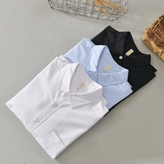 Buddha Stones Solid Color Long Sleeve Buttons Down Design Men Cotton Shirt Clothing