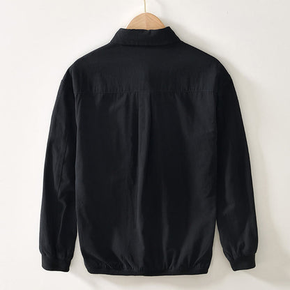 Buddha Stones Fall Solid Long Sleeve Buttons Down Men Cotton Shirt With Pockets