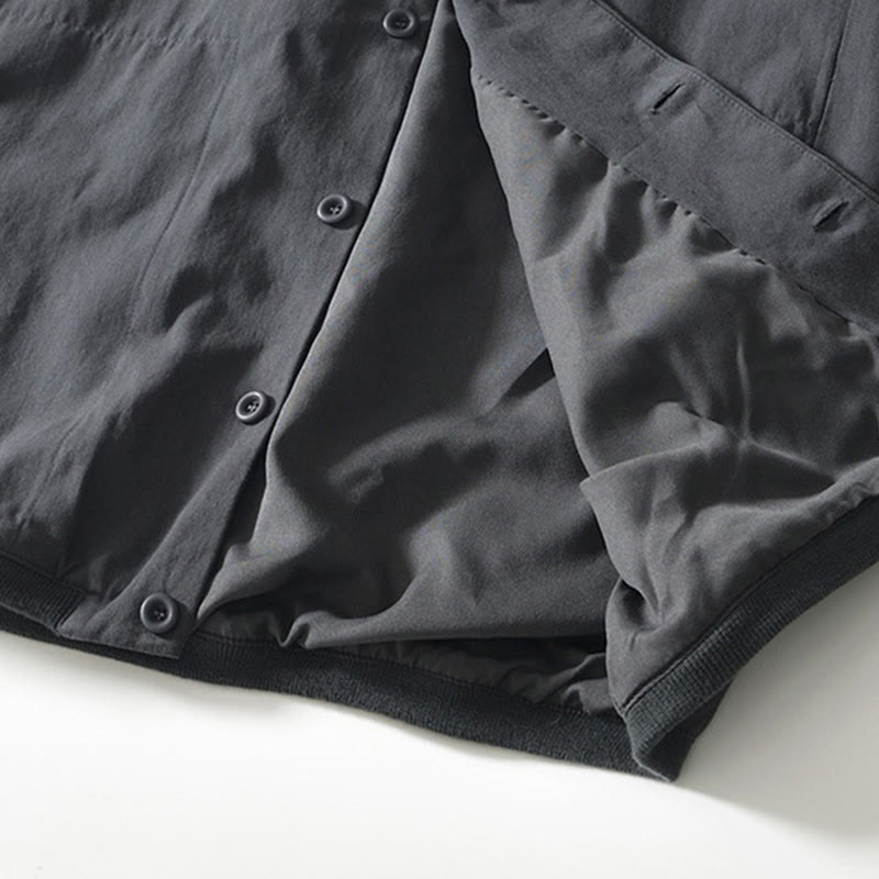 Buddha Stones Fall Solid Long Sleeve Buttons Down Men Cotton Shirt With Pockets