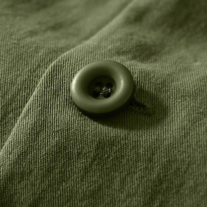 Buddha Stones Fall Solid Long Sleeve Buttons Down Men Cotton Shirt With Pockets