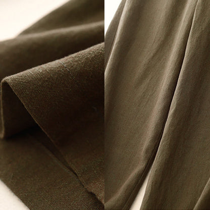 Buddha Stones Casual Plain Women's Cotton Linen Elastic Waist  Wide Leg Pants With Pockets