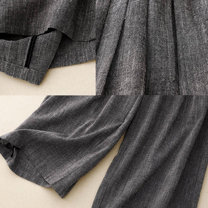 Buddha Stones Casual Textured Fabrics Women's Polyester Wide Leg Pants With Pockets