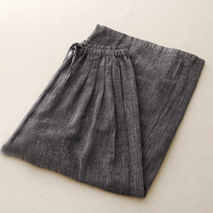 Buddha Stones Casual Textured Fabrics Women's Polyester Wide Leg Pants With Pockets