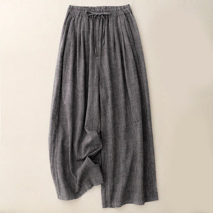Buddha Stones Casual Textured Fabrics Women's Polyester Wide Leg Pants With Pockets