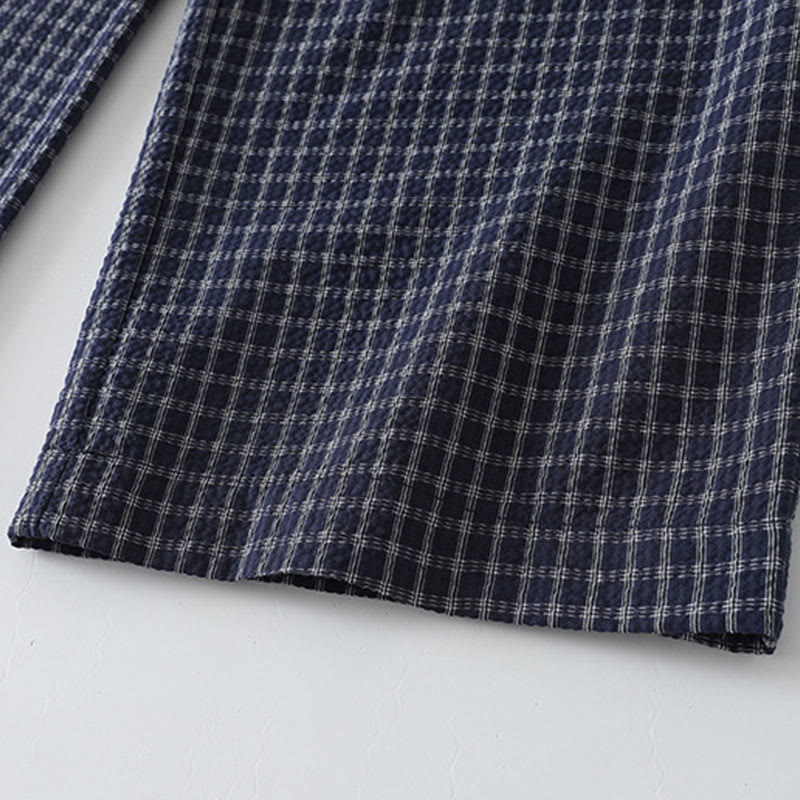 Buddha Stones Casual Plaid Pattern Women's Cotton Wide Leg Pants With Pockets