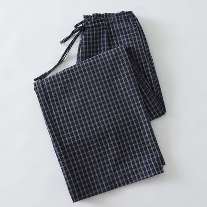 Buddha Stones Casual Plaid Pattern Women's Cotton Wide Leg Pants With Pockets