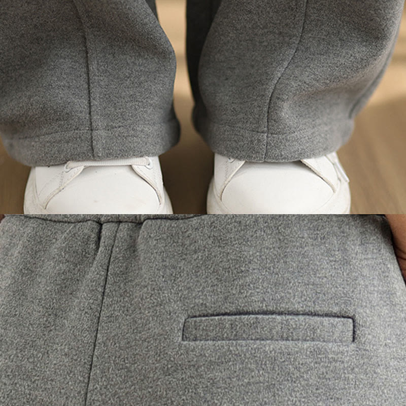 Buddha Stones Casual Thickening Women's Polyester Straight Leg Pants With Pockets