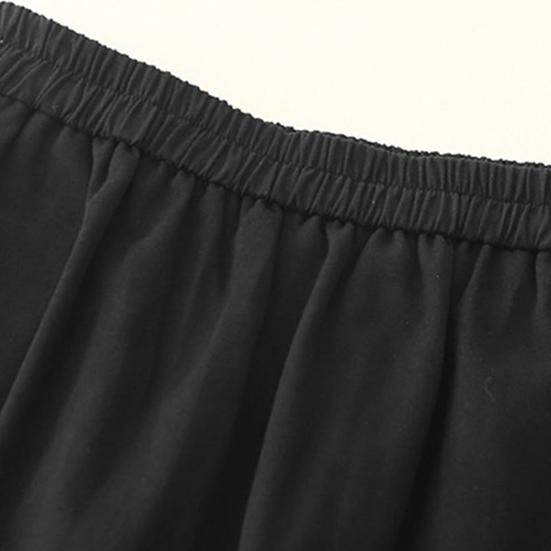 Buddha Stones Casual Snap Buttons Women's Cotton Polyester Pants With Pockets