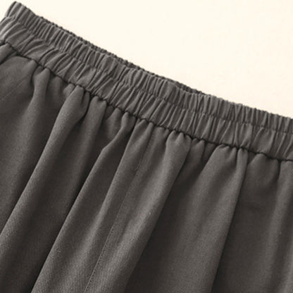 Buddha Stones Casual Snap Buttons Women's Cotton Polyester Pants With Pockets