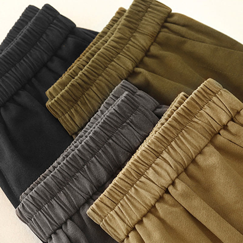 Buddha Stones Casual Snap Buttons Women's Cotton Polyester Pants With Pockets