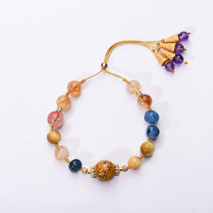 Buddha Stones Tibetan Lacquer Bead Hand-woven Various Crystals Power  Bracelet
