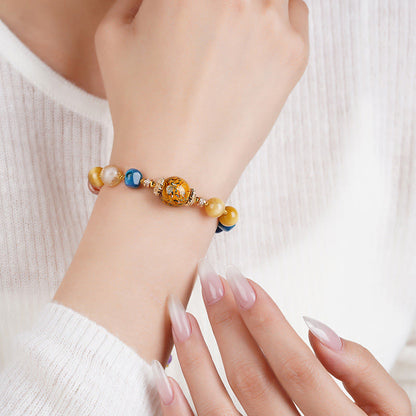 Buddha Stones Tibetan Lacquer Bead Hand-woven Various Crystals Power  Bracelet