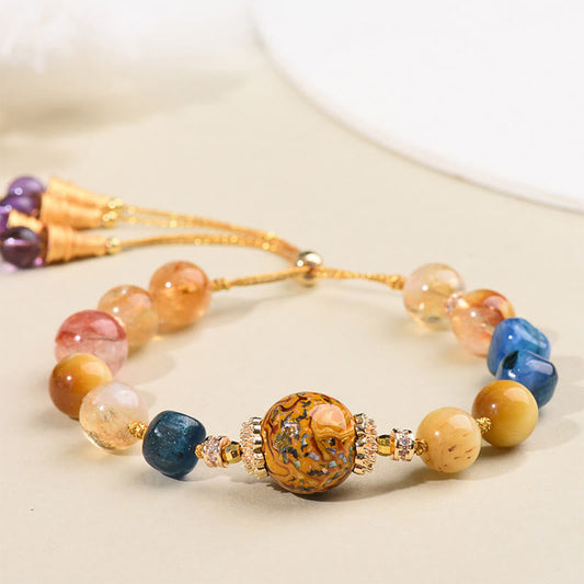 Buddha Stones Tibetan Lacquer Bead Hand-woven Various Crystals Power  Bracelet