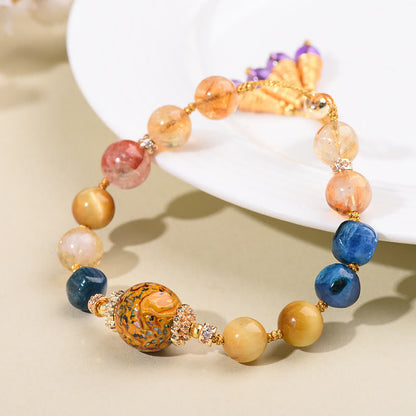 Buddha Stones Tibetan Lacquer Bead Hand-woven Various Crystals Power  Bracelet