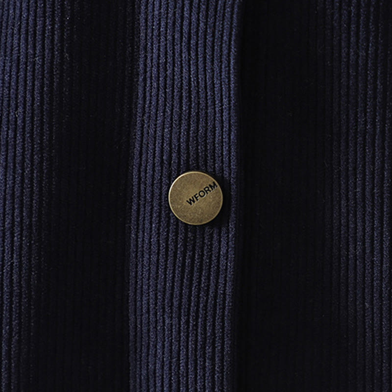 Buddha Stones Commute Plain Buttons Cotton Corduroy Women's Long Sleeve Shirt